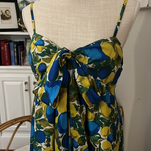 Rebecca Taylor Royal Blue green and olive color Silk Dress size 6 - Picture 2 of 16